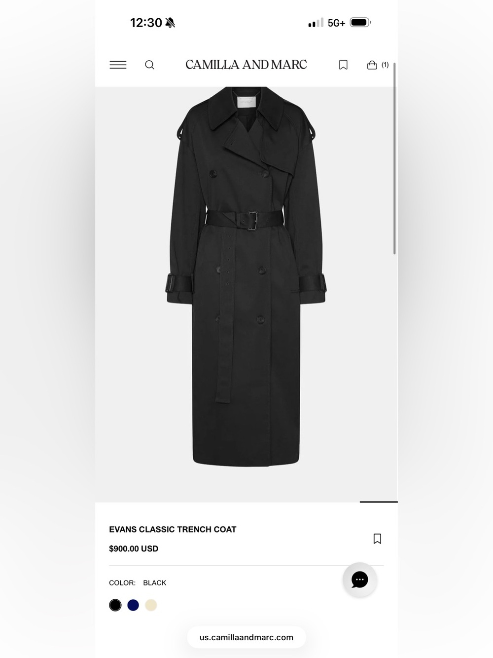 Camilla & Marc Black Evan’s Trench Coat